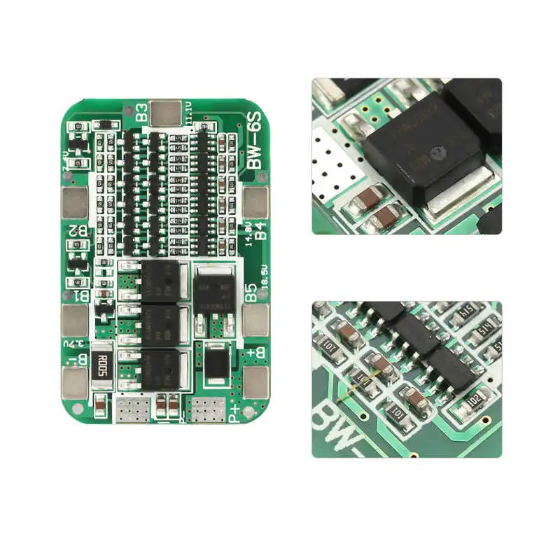 

6S 15A 22V 24V Battery Protection Board PCB BMS for 18650 Li-ion Cell Solar Panel System