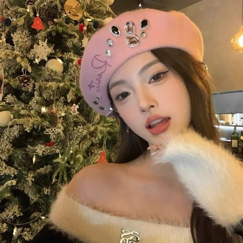 

Lovely Casual Y2k Girls Hat with Winter Woman French Hat