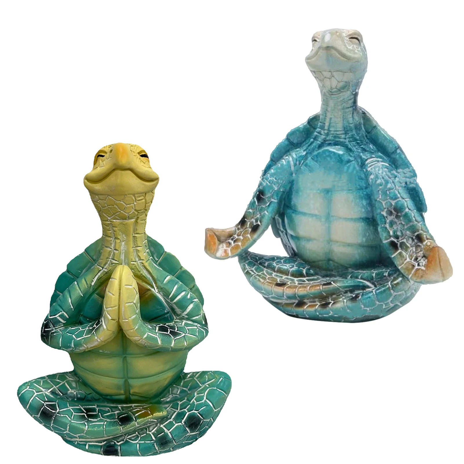 

2pcs Spring Eye-catching Sea Turtle Meditating Figurines Bedroom Office Yoga Decor Peaceful Home Unique Garden Crafts Calm