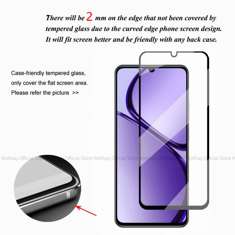 2/4 шт. закаленное стекло для Realme Narzo N63 Защита экрана пленка полное клеевое