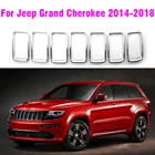 Автомобильная решетка радиатора, решетка радиатора, кольцевые вставки, рама для Jeep Grand Cherokee 2014-2018, автомобильный комплект, черные детали