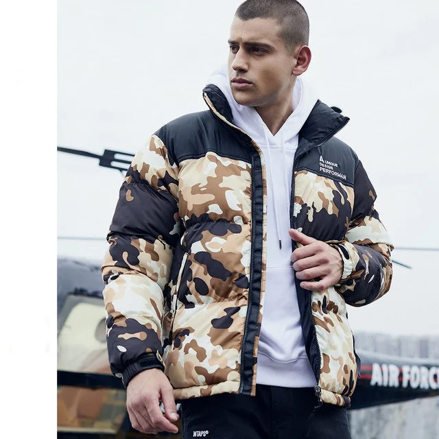 

Camouflage Men's Cotton Parkas Fashion New Trend Thicken Windproof Jacket Winter Warm Stand Collar Couple Streetwear Parka Male