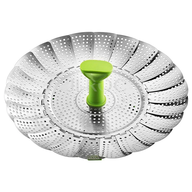 

Kitchen Supplies 9 Inch Stainless Steel Steamer Drain Basket Telescopic Folding Lotus Multi-functional Steaming Dish