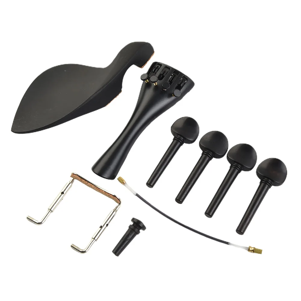 

1 Set Violin Parts Ebony Wood Pegs Chinrest Tailpiece Endpin Accessories Kit High Quality Ebony Full Set Tuning Pegs For Violin