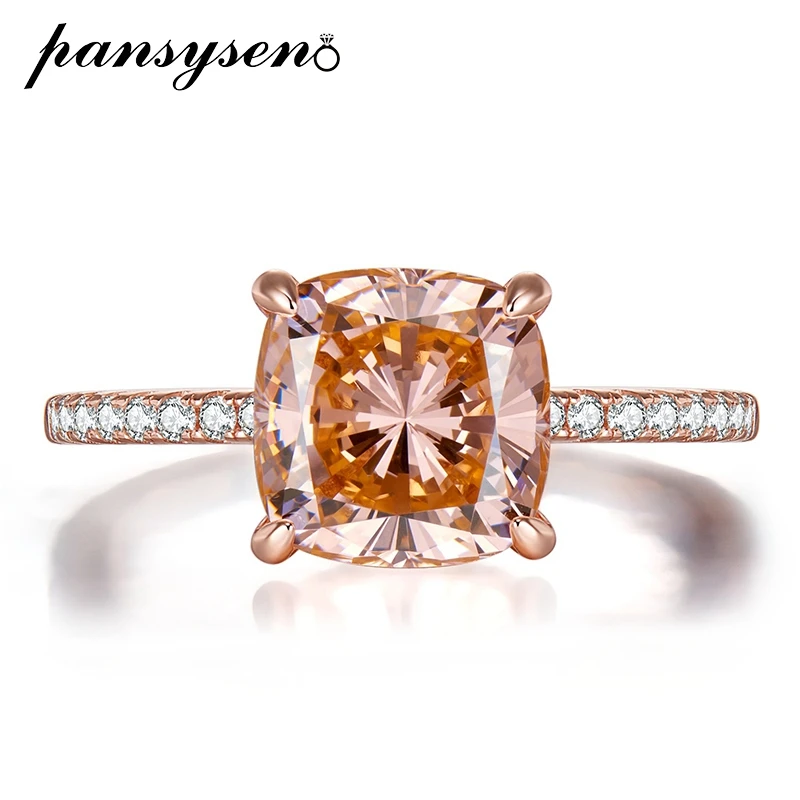 

PANSYSEN Luxury 925 Sterling Silver 9*9mm High Carbon Diamond Gemstone Wedding Engagement Rings for Women Fine Jewelry Wholesale