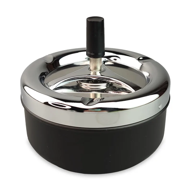 

Furniture daily finger press rotary ashtray creative fireproof metal ashtray household ashtray with cover
