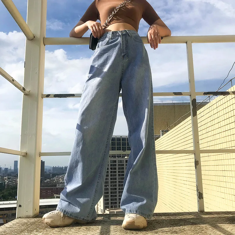 Casual Wide Leg Jeans Loose High Waist Vintage Straight Baggy Jeans Cargo Aesthetic Oversize Denim Trousers Boyfriend Long Pants