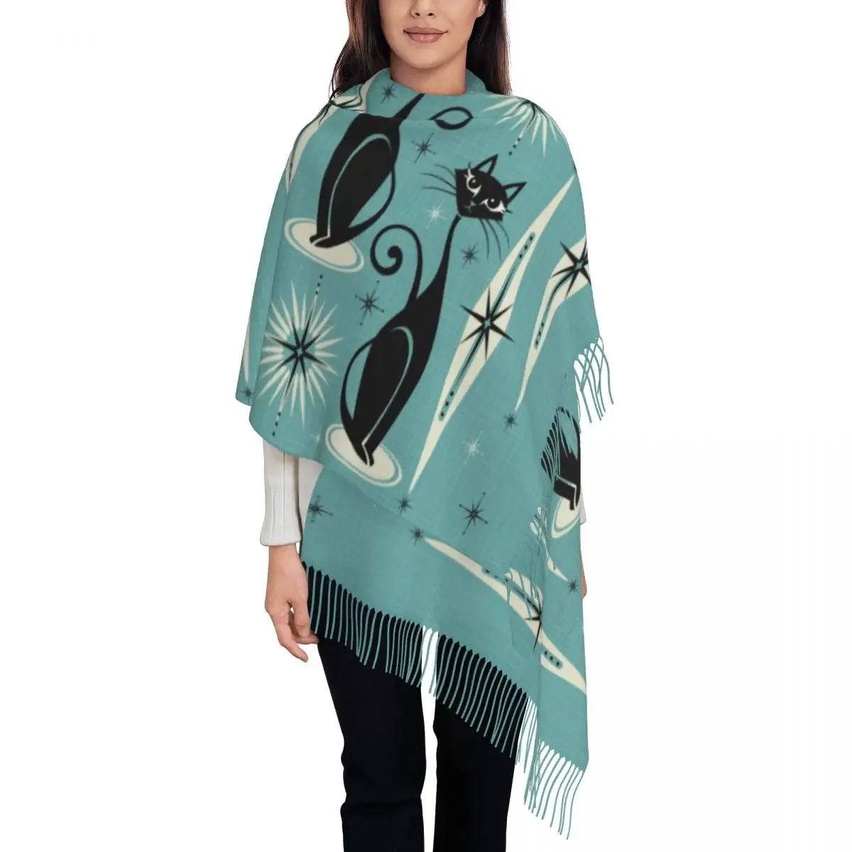 Женская Большая яркая Осенняя Толстая теплая фотография среднего века шарф в