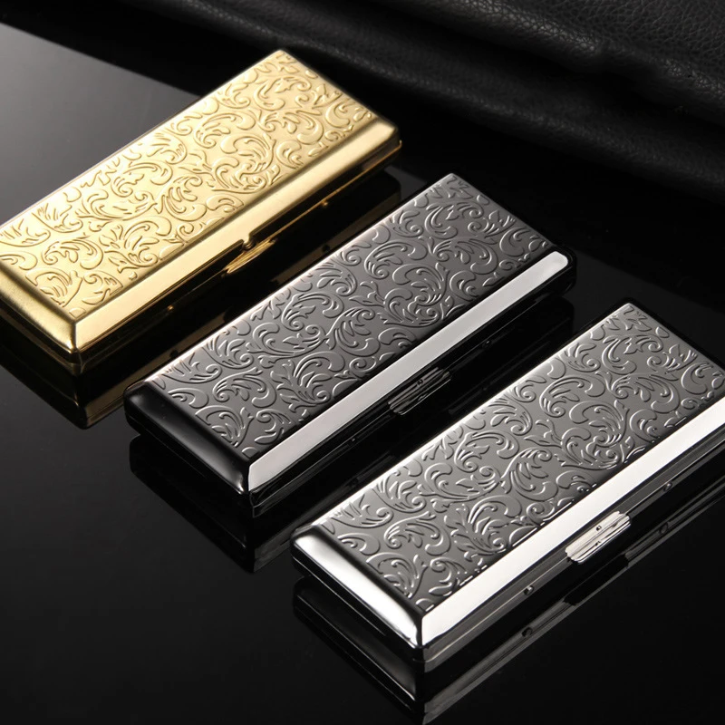 10-14pcs Cigarettes Case Female Embossed Slim Cigarette Box Portable Sealed Waterproof Smoking Accessories with Gifts Box