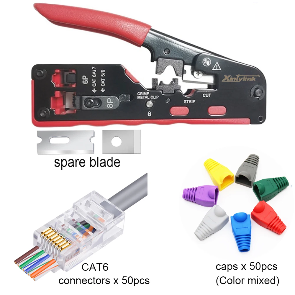 UTP CAT6 колпачки соединителей + rj45 обжимные плоскогубцы pass through cat5 cat5e cat7 CAT8 сетевые