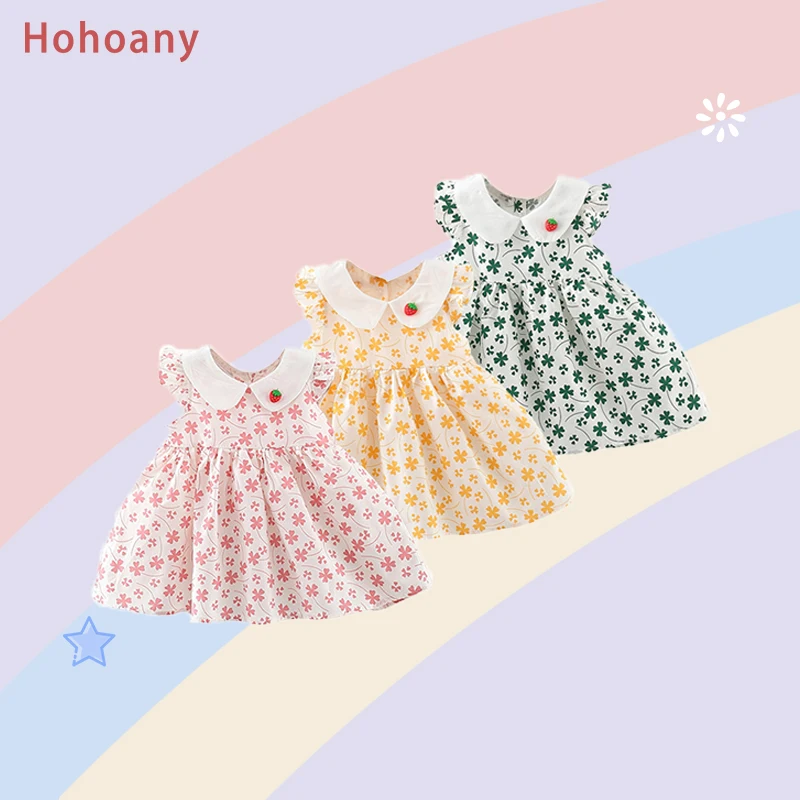 Hohoany Flower Baby Girl Dresses Summer Sweet Sleeveless Children Clothes Thin Toddler 0 to 3 Years Old Kids Costume
