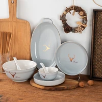 amorandi bowl and dish set household combination festive light luxury creative ceramic bowl and dish gift box gift bowl