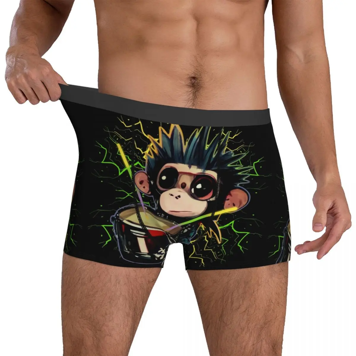 

Drumming Monkey Underwear Cute Animal Print Males Boxer Brief Classic Boxershorts High Quality Printed Oversize Underpants