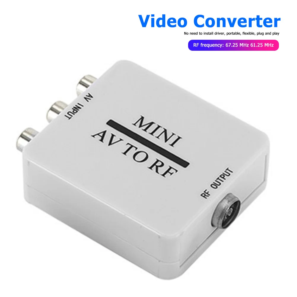 

Мини RCA AV CVSB к RF видео адаптер преобразователь HD видео преобразователь коробка 67,25/61,25 МГц AV к RF шкала ТВ
