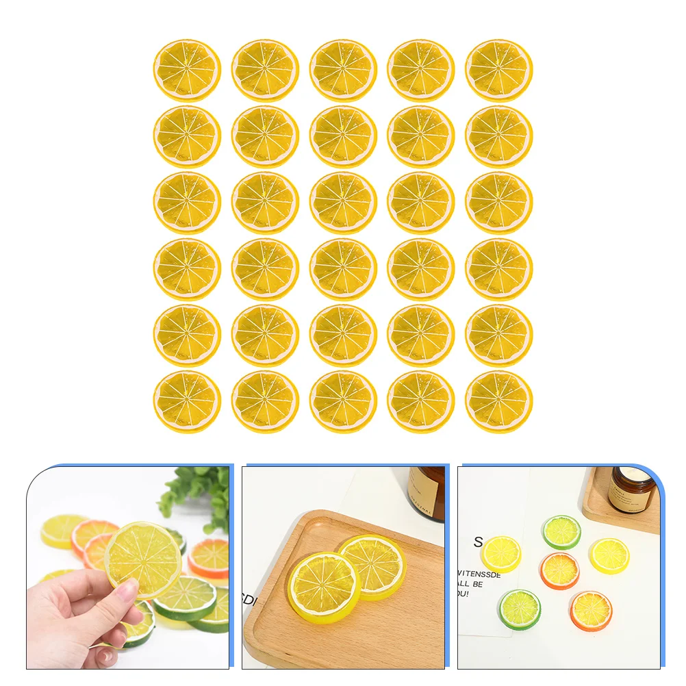 

30pcs Fake Lemon Slices Simulation Lemon Lime Slices Artificial Lime Fruit Model