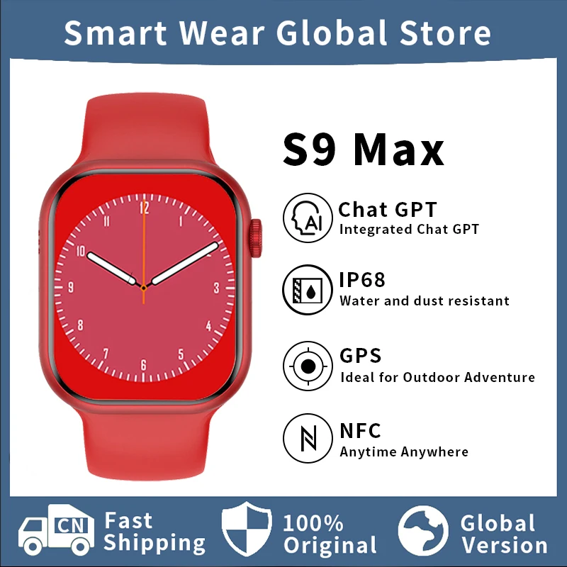 

Смарт-часы S9 Max, 2,2 дюйма, полноэкранные, Bluetooth, функция вызова