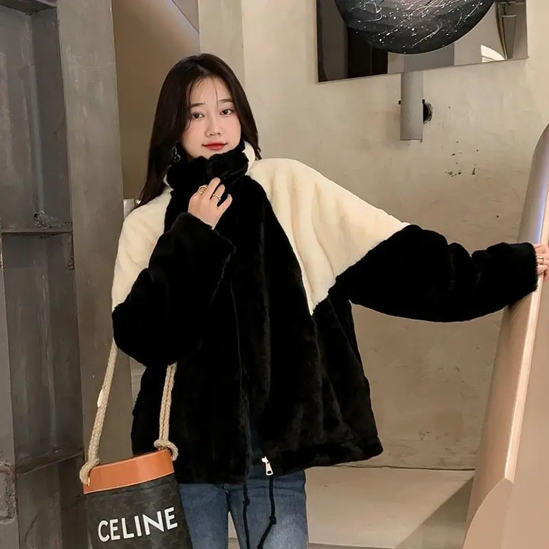 Mid-length Faux Fur Coat Women Faux Fur Jacket Super Hot Winter Coat Faux Rabbit Fur Loose Thermal Coat New