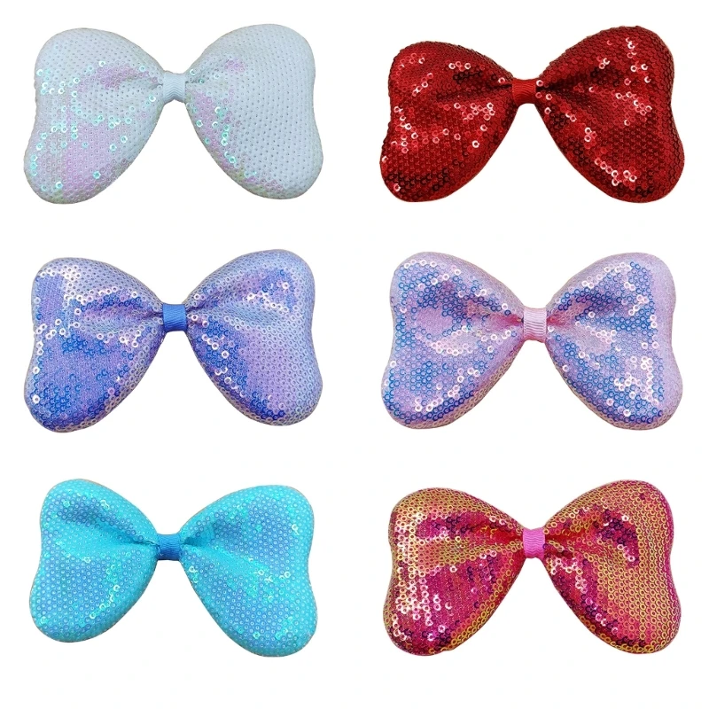 

4.7" Large Sequins Bows for Craft Sewing Scrapbooking Wedding Gift Wrapping Girls Hair Bowknot Clip Childrens Day Gifts