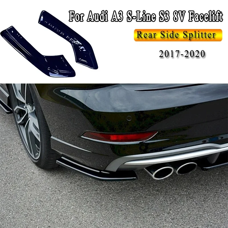 Фото Maxton Style Rear Side Splitter for Audi A3 S-Line S3 8V Facelift Sedan 2017- 2020 Rear Bumper Side Spoiler Splitter Diffuser №1