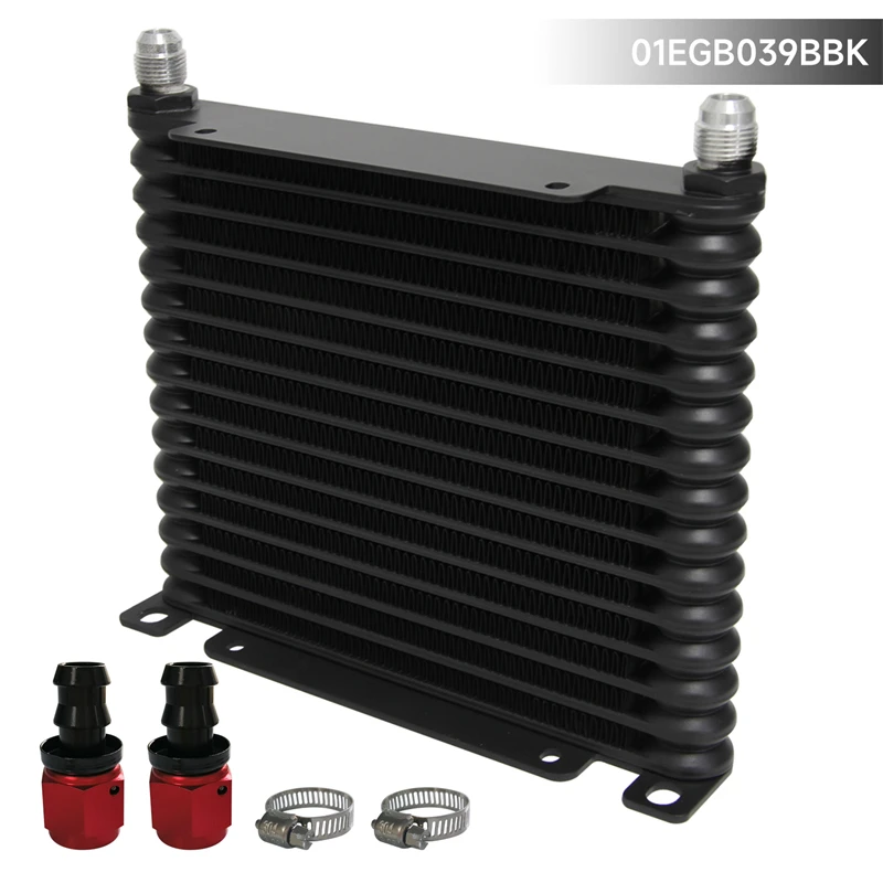 

13 Row / 15Row 32MM 8AN 3/4"-16 UNF Oil Cooler 226MM Racing Cooler +2PCS 8AN 0° Fittings Black for bmw x5 e70