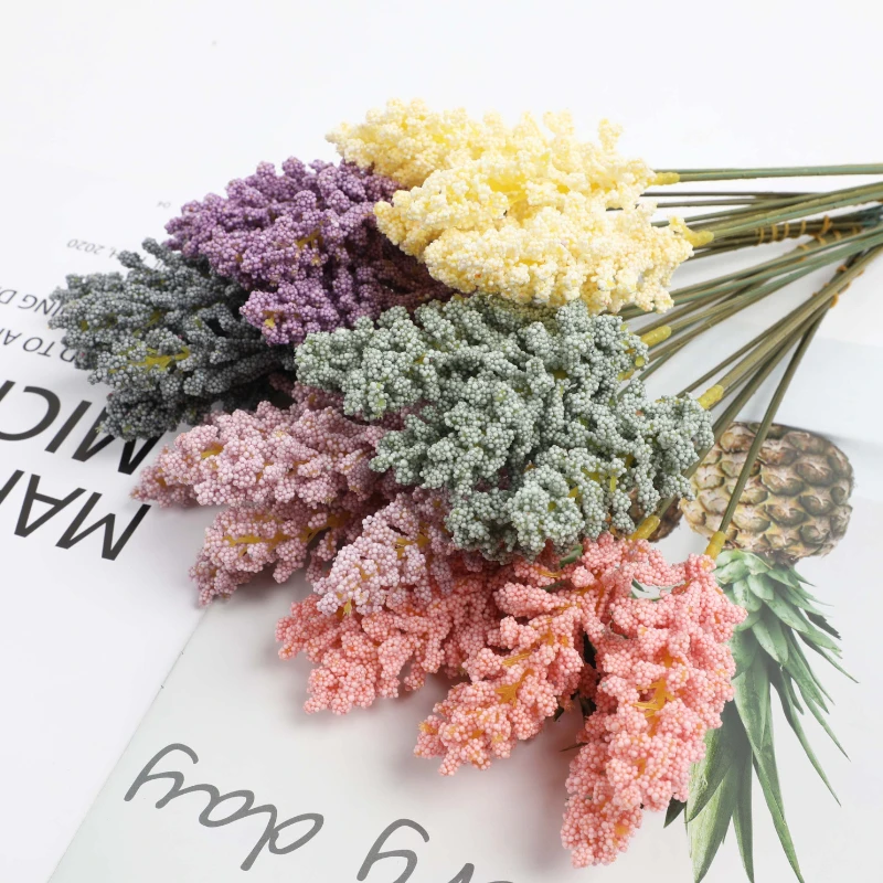 

6 Pieces /Bundle PE Lavender Cheap Artificial Flower Wholesale Plant Wall Decoration Bouquet Material Manual Diy Vases for Home