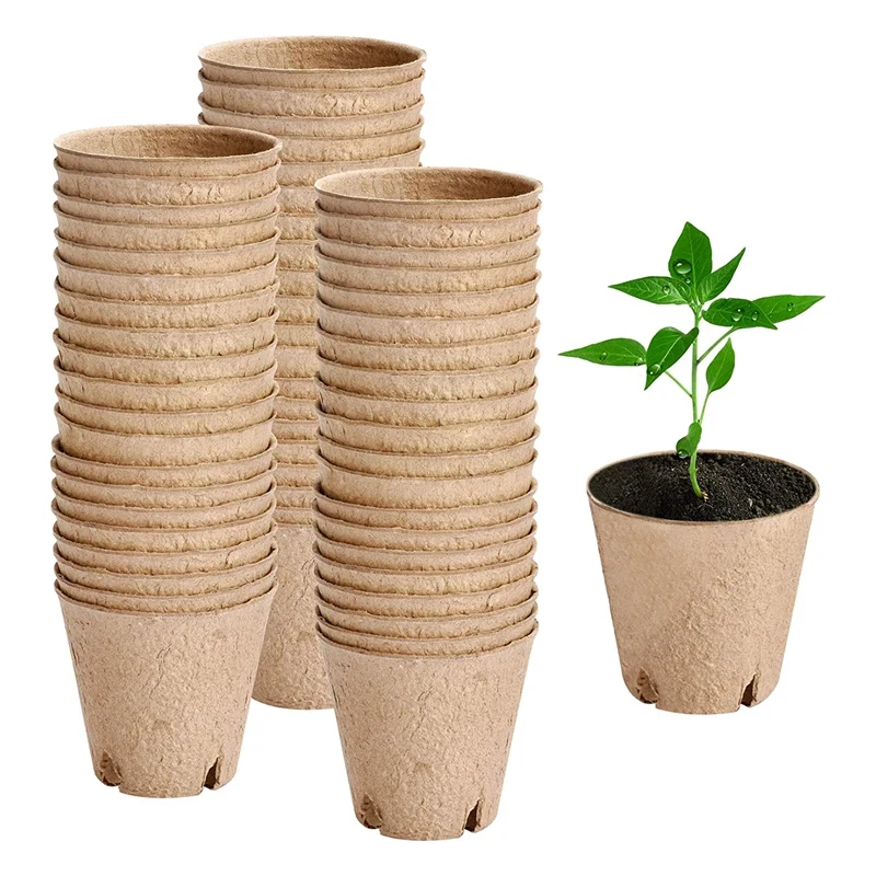 

HOT-60 Pack Peat Pots For Seedlings, 3.15 Inch Biodegradable Seeds Starter Nursery Pots For Plant Vegetables Or Herbs