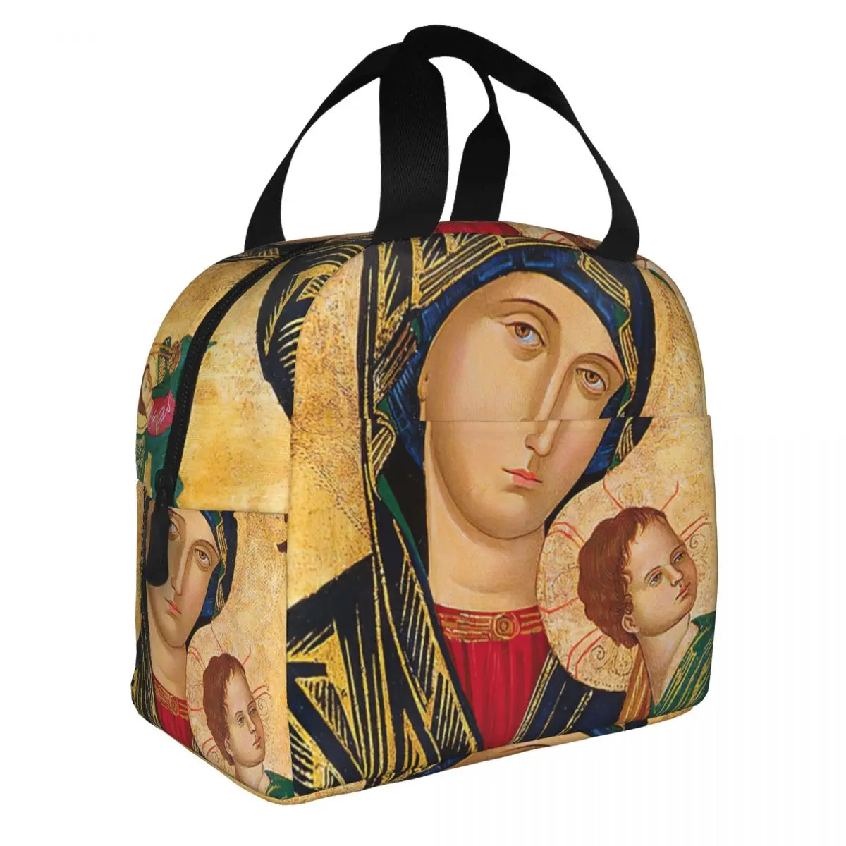 Icon Of Our Lady Of Perpetual Help Lunch Bento Bags Portable Aluminum Foil thickened Thermal Cloth Lunch Bag for Women Men Boy