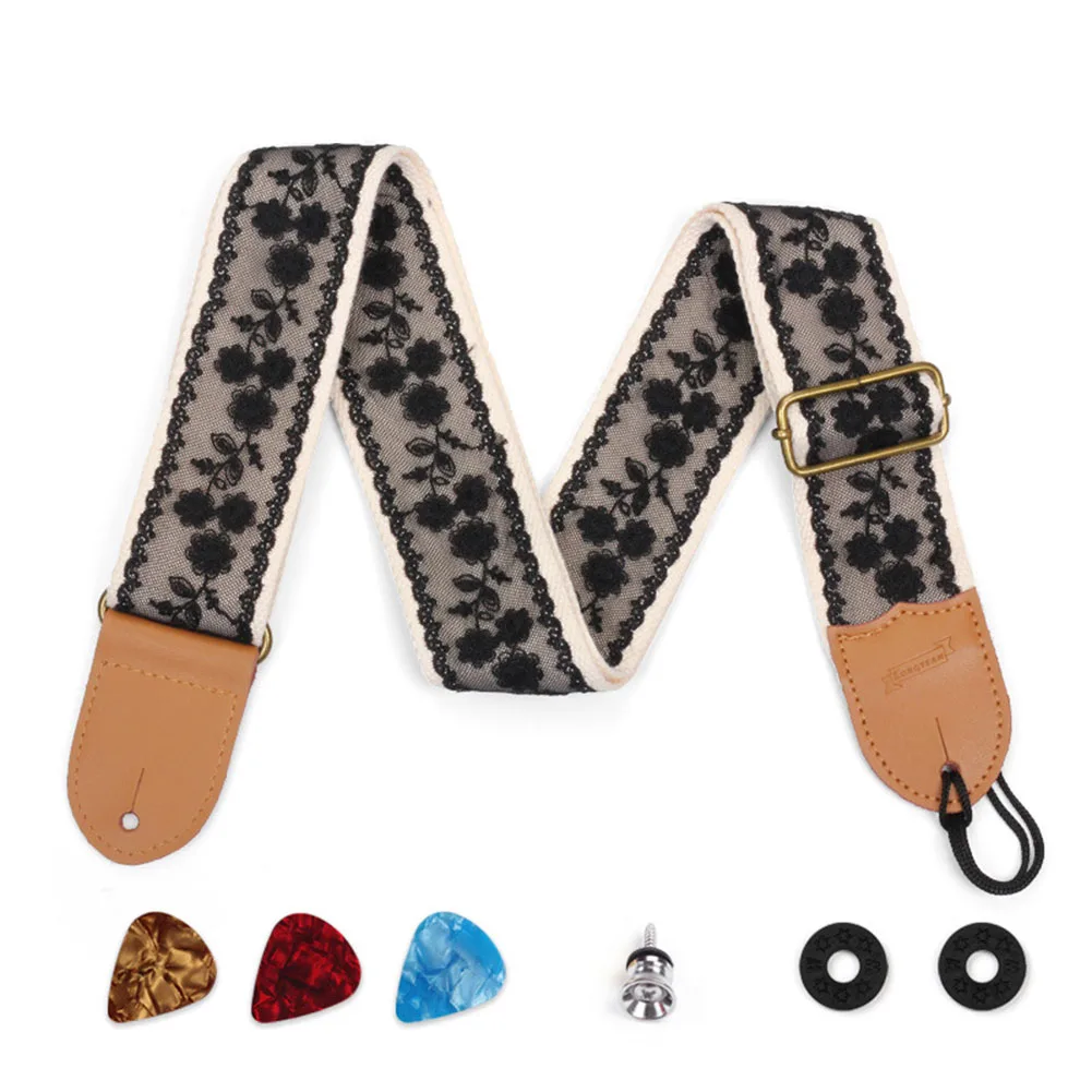 

Adjustable Guitar Strap For Acoustic Electric Guitar Bass With Picks Locks Parts Electric Acoustic Guitar Mandolin Accessories