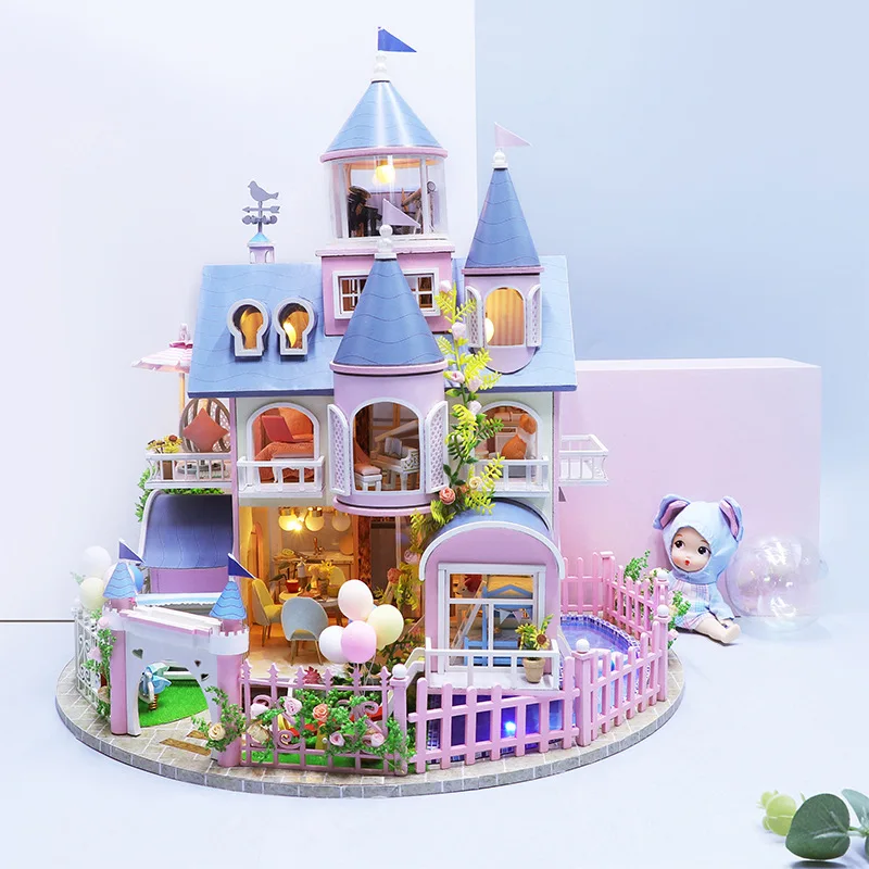 

Кукольный дом «сделай сам», креативный подарок, модель салона «сделай сам», кукольный дом, Романтический замок, сборка 3d, миниатюрная сцена, креативный подарок, миниатюры