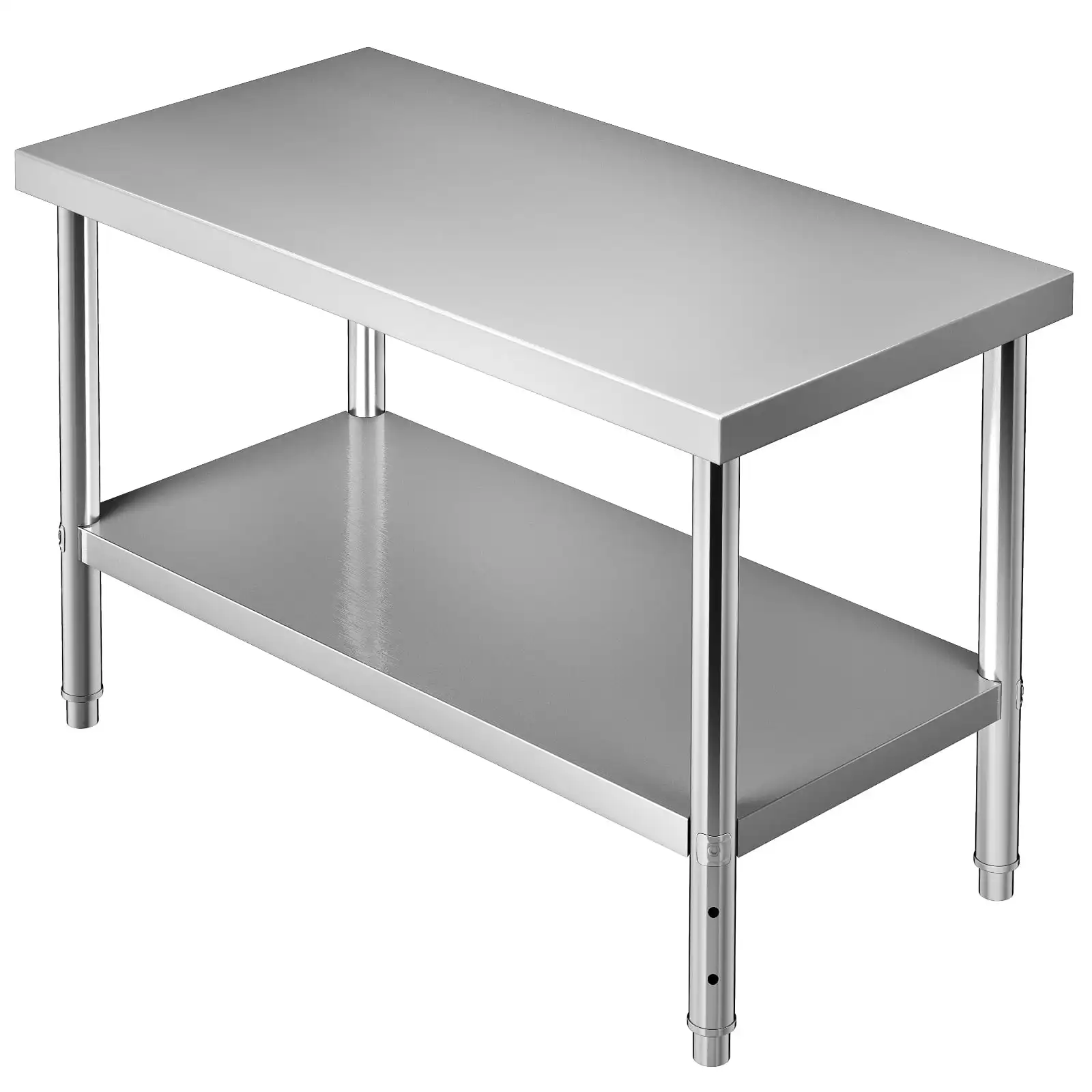 

VEVOR Outdoor Food Prep Table, Stainless Steel Work Table with 2 Adjustable Undershelf (2-L 48 x 24 x 34 inch)