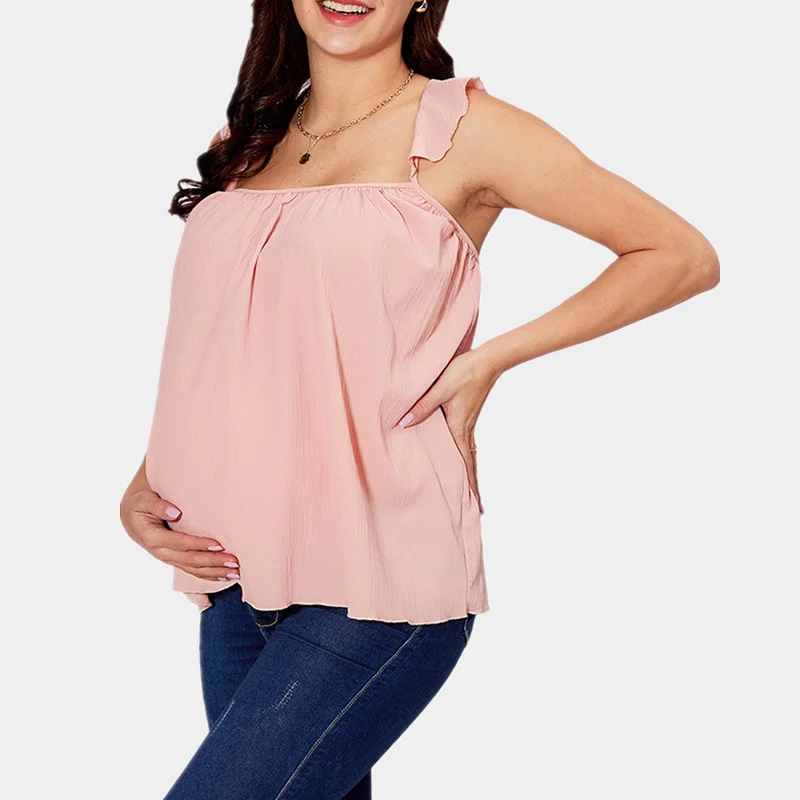 

Топы для беременных без рукавов, Camis, футболки для беременных, рубашки для беременных, летняя однотонная Одежда для беременных, рубашка с обо...