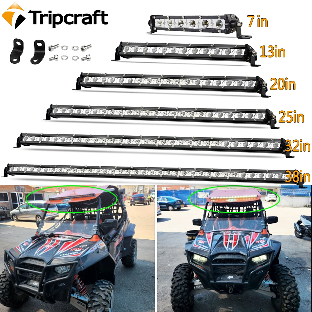 Однорядсветодиодный сверхтонкая светодиодсветильник вая панель Tripcraft 7-38 дюймов, светодиодная Светильник вая панель 90 Вт, 120 Вт, 150 Вт, 180 Вт, 12 В, 24 В для внедорожника, автомобиля, автобуса, лодки