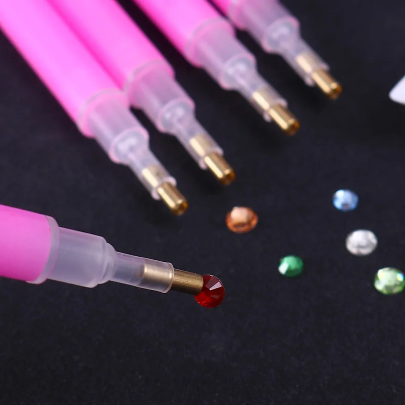 

5Pcs Dual-ended Nail Rhinestone Picker Set Pink Gem Picker Dotting Pen Manicure Art Tool Nail Supplies for Professional