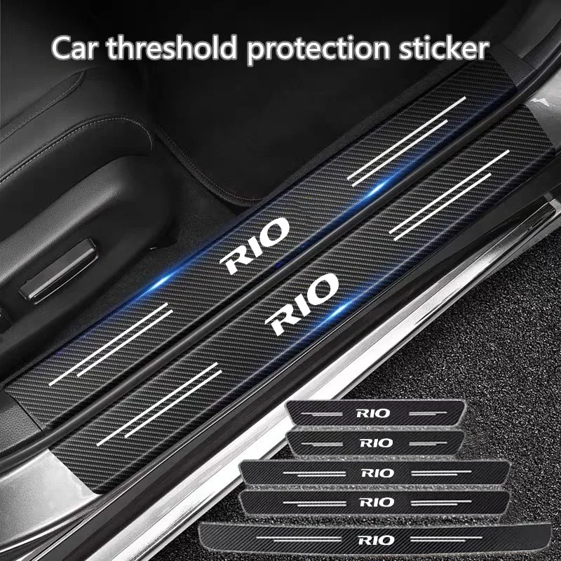 

60X7CM Car Door Sill Side Anti Scratch Protector Strip Carbon Fiber Car Sticker For KIA RIO 2 3 4 5 Xline x line