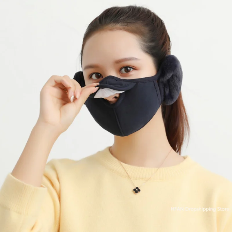 Мужские и женские зимние наушники два в одном теплая маска пыленепроницаемая