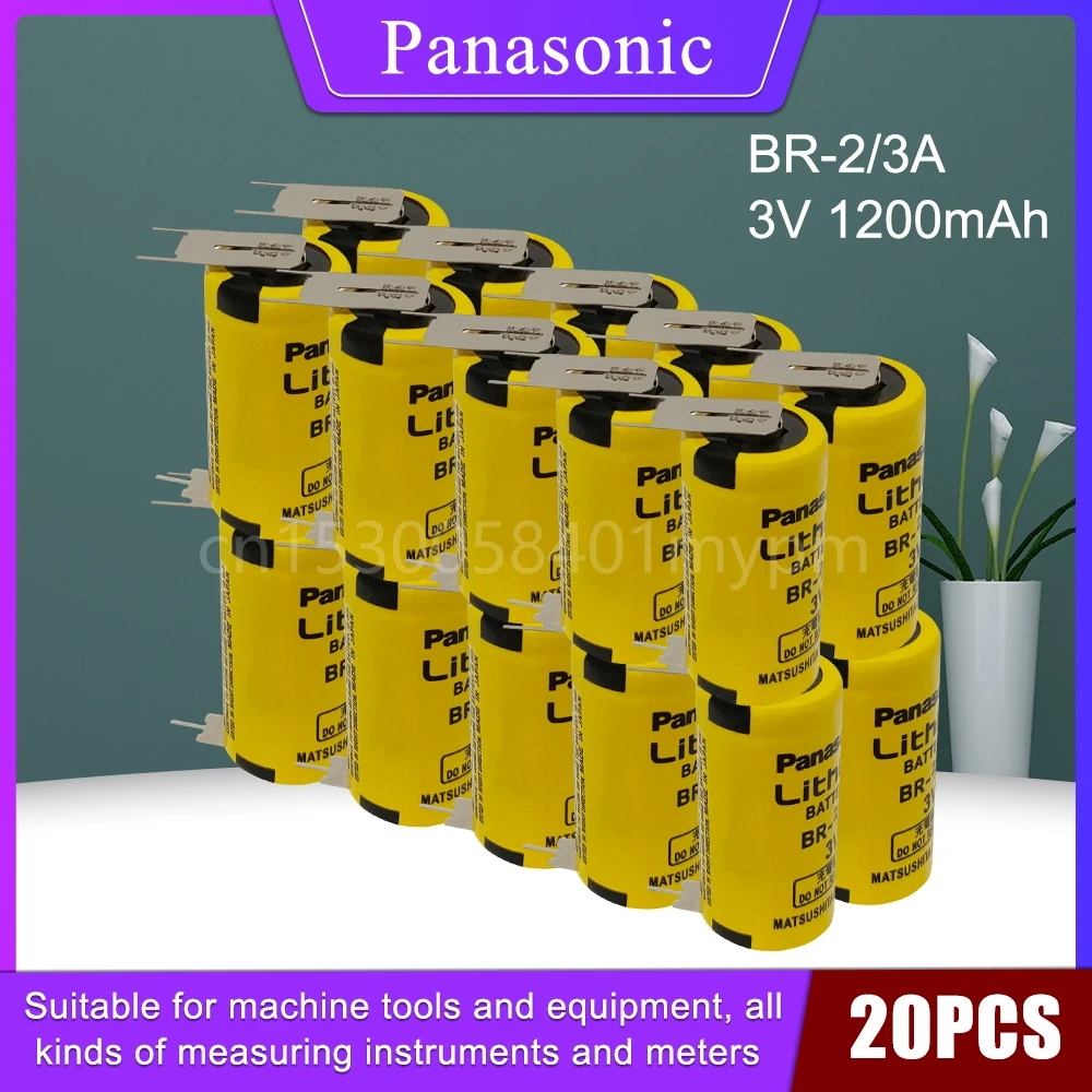 

20PCS Original Panasonic BR-2/3A BR2/3A BR-2/3 17335 3V 1200mAh Li-ion Batteries with 2 Pins FANUC PLC Battery for Controllers