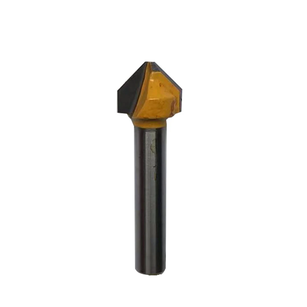 

Milling Cutter Router Bit 6mm Shank 90 Degree Carbide Cutting Performance High Strength V-shaped Yellow/Silver PVC Acrylic