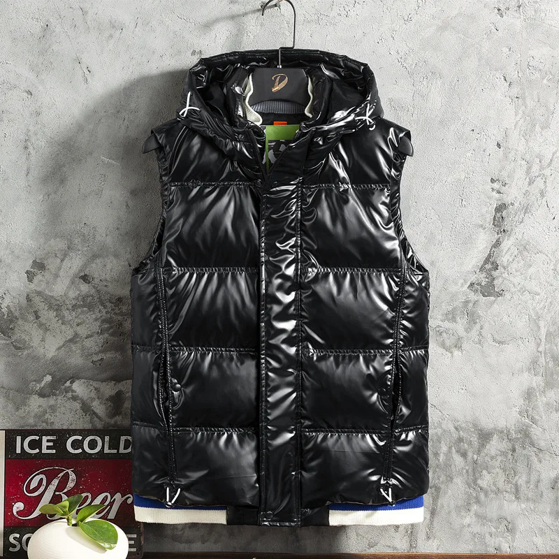 

2022 Hot-selling New Mens Winter Down Vest Warm Hooded Vest Men Casual Sleeveless Jackets Men Thicken Waistcoat 5XL Y616