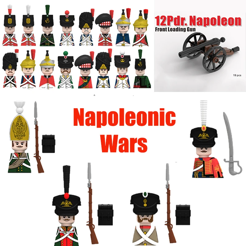 

Napoleonic Wars Military Medieval Soldier Figures Building Blocks Russian Pavlov Army Guns Weapons Bricks Toys For Kids Gifts