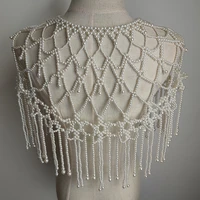 pearls tassel style weddding shawl new style wedding bolero luxury bridal wrap jacket for evening prom fashion women accessories