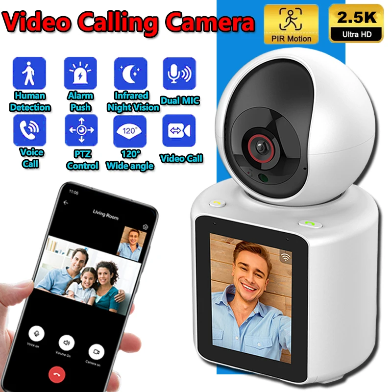 

HD 1080P WIFI Camera 2.8In IPS Screen One Click Video Call Camera Night Vision Motion Detection Home Surveillance