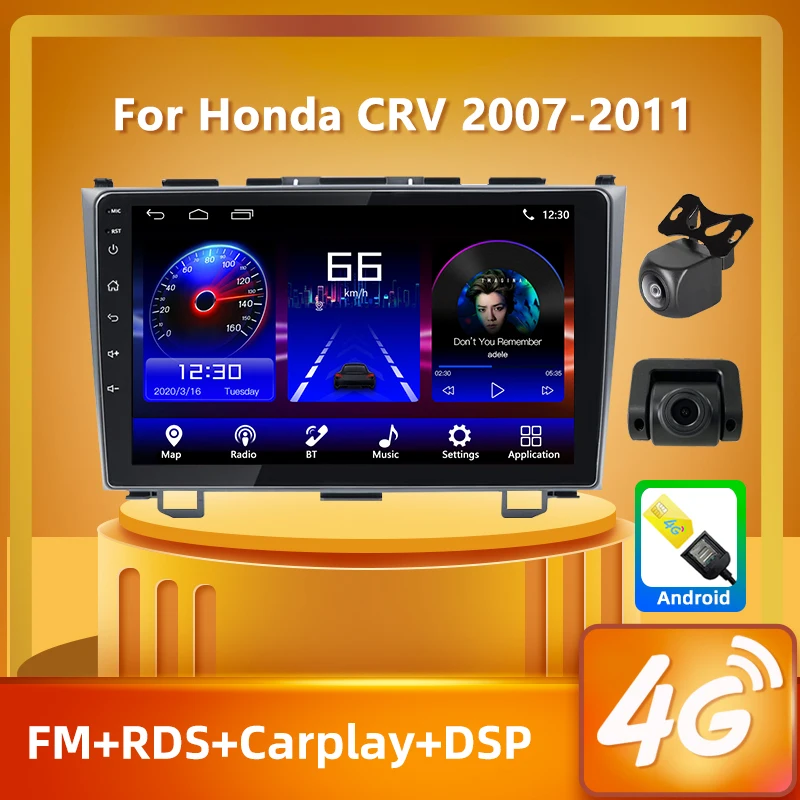 

PEERCE For Honda CR-V 3 RE CRV 2007-2011 2GB+32GB Android 10 Carplay Car FM Radio AM DSP Multimedia Video Player RDS