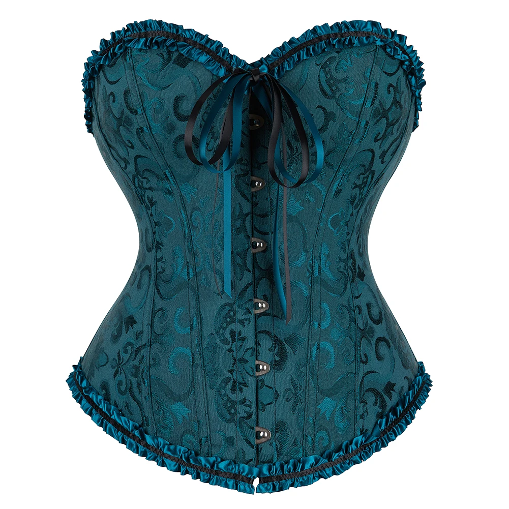 Women Sexy Vintage Corsets and Bustiers Lace Up Floral Lingerie Tops Brocade Victorian Corselet Body Shaper Plus Size S-6XL