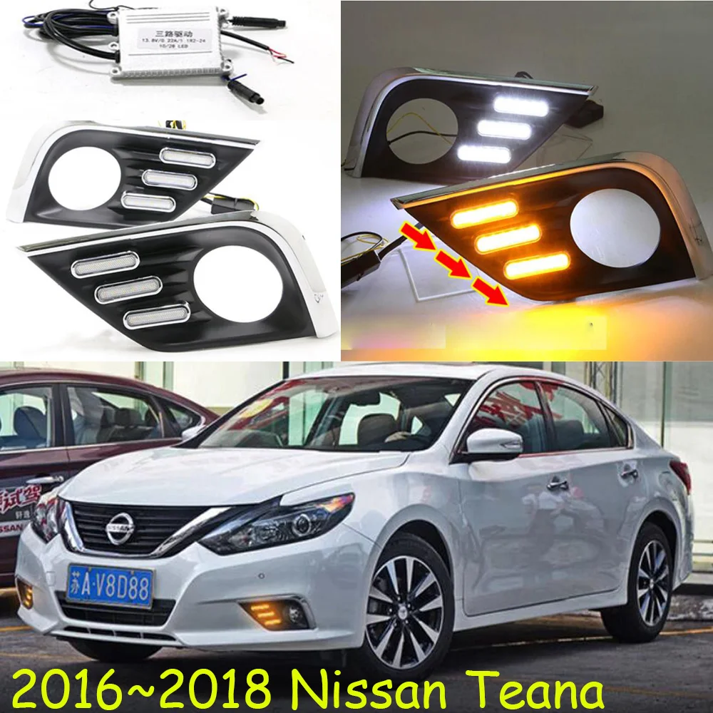 

1set Bumper altima headlight for Nissan Teana daytime light Altima 2016~2018y car accessories LED DRL headlamp Teana fog light