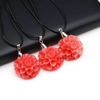 new artificial coral flower pendant necklace charms red coral flower for diy jewerly party gift decor size 32mm