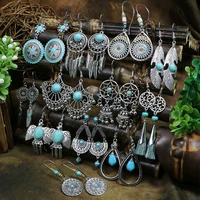 vintage boho feather bird dreamcatcher tassel pendant drop earrings women natural stone statement earrings wholesale