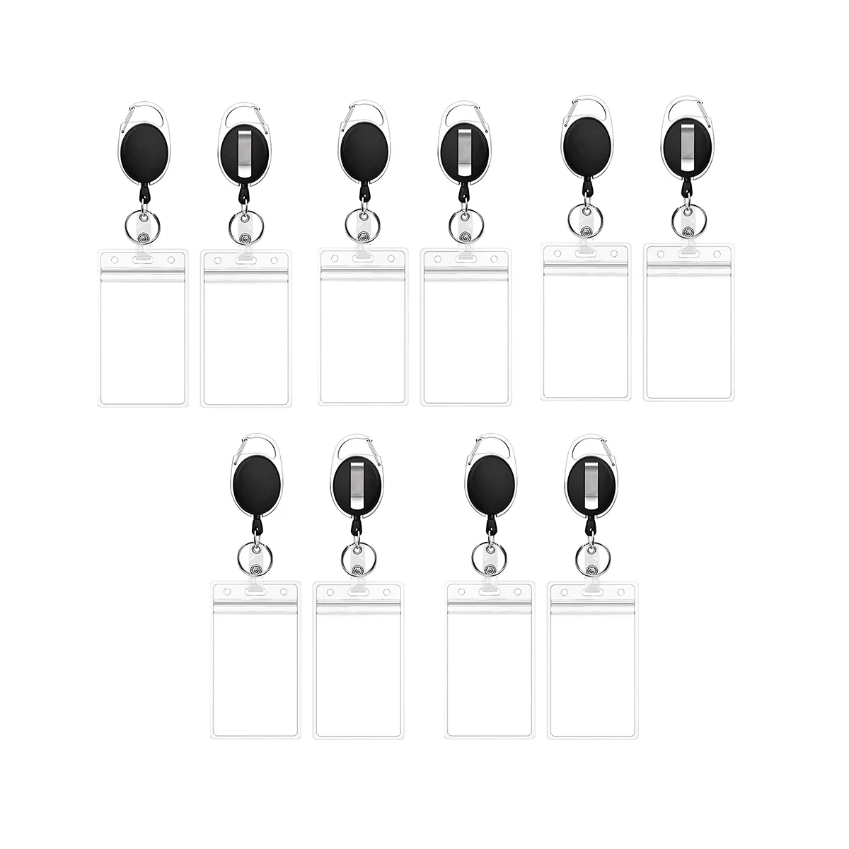 

10X Heavy Duty Retractable Badge Holder Reel with Belt Clip Key Ring and Waterproof ID Card Holders for ID Name Card