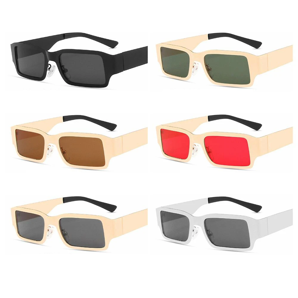 

Новинка, модные роскошные солнцезащитные очки, Женские винтажные солнцезащитные очки в прямоугольной металлической оправе, готические сол...