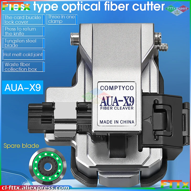 2022 New FTTH High-precision AUA-X9 for cold joint/hot melt optical Fiber Cleaver machine Three in one clamp slot cutting tool