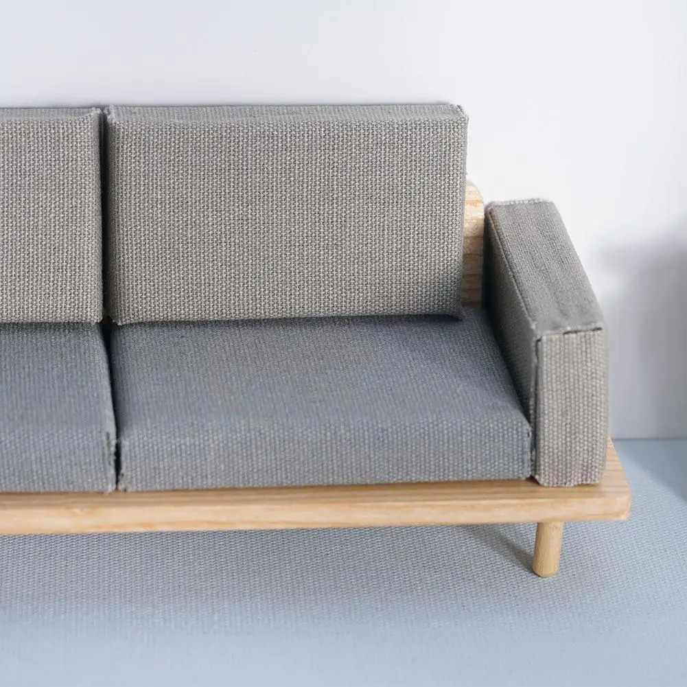 

1:12 House Furniture Wooden Mini Couch Miniature S Modern Style Sofa Kits Accessories House Furniture Q1l6